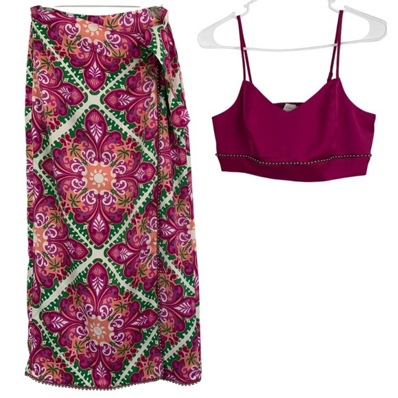 House Of Harlow Sz S  Boho Chic Two-Piece Set  Maxi Skirt & Crop Top 8455 - Picture 7 of 13